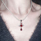 Saturn Ruby Swarovski Crystal Pearl Necklace