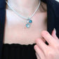 Blue Heart Gems Swarovski Crystal Pearl Necklace