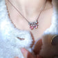 Bowknot Cherry Pink Cubic Zirconia Necklace