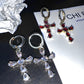 14k Gold Plated Cross Zircon Earrings