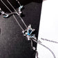 Platinum Plated Blue Gem Butterfly Jewel Set