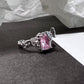 Platinum Plated Pink Gem Butterfly Ring Set