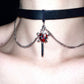 Heart Nail Tassels Ruby Choker