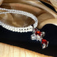 Saturn Ruby Swarovski Crystal Pearl Necklace