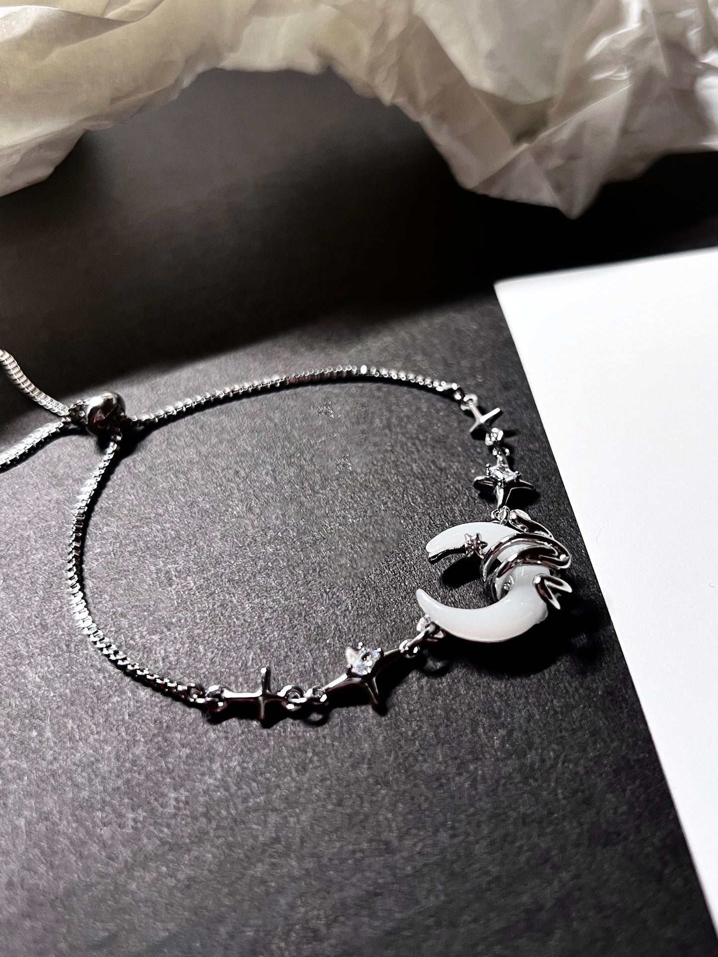 Platinum Plated Moon Star Twist Bracelet