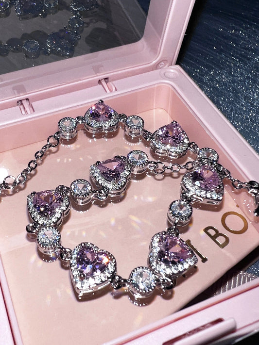Princess Pink Heart Zircon Bracelet