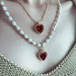 Crown Heart Natural Pearl Ruby Necklace Set