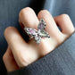 Platinum Plated Colorful Gems Butterfly Ring