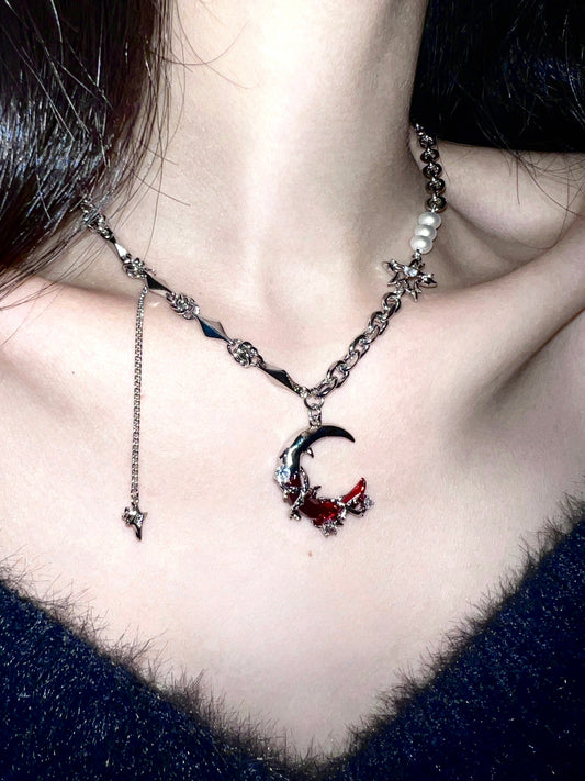 Platinum Plated Blood Moon Necklace