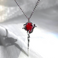 Aesthetic Melting Rose Drop Ruby Necklace