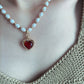 Crown Heart Natural Pearl Ruby Necklace Set