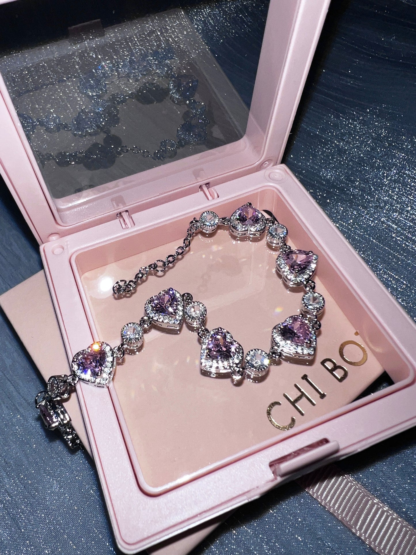 Princess Pink Heart Zircon Bracelet