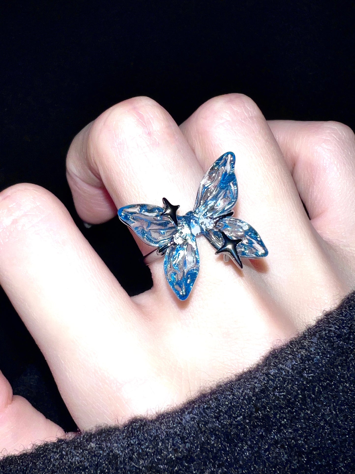 Black Gold Plated Ice Butterfly Jewelry Set