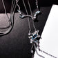 Platinum Plated Blue Gem Butterfly Jewel Set