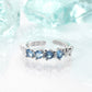Platinum Plated Galaxy Blue Zircon Ring Set