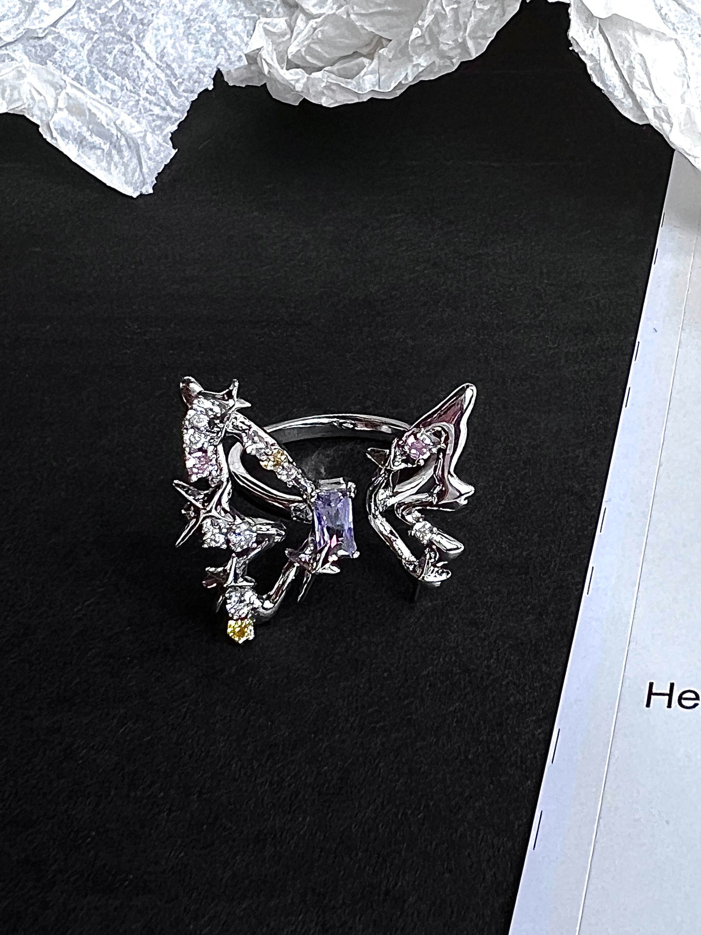 Aesthetic Butterfly Colorful Gems Ring