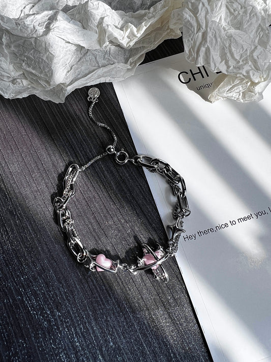 Bubble Heart Galaxy Chain Bracelet