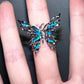 Butterfly Blue-Green Enamel Ring