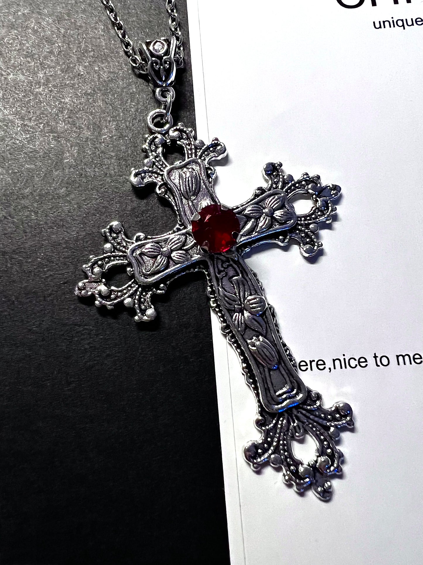 Dark Blossom Cross Necklace