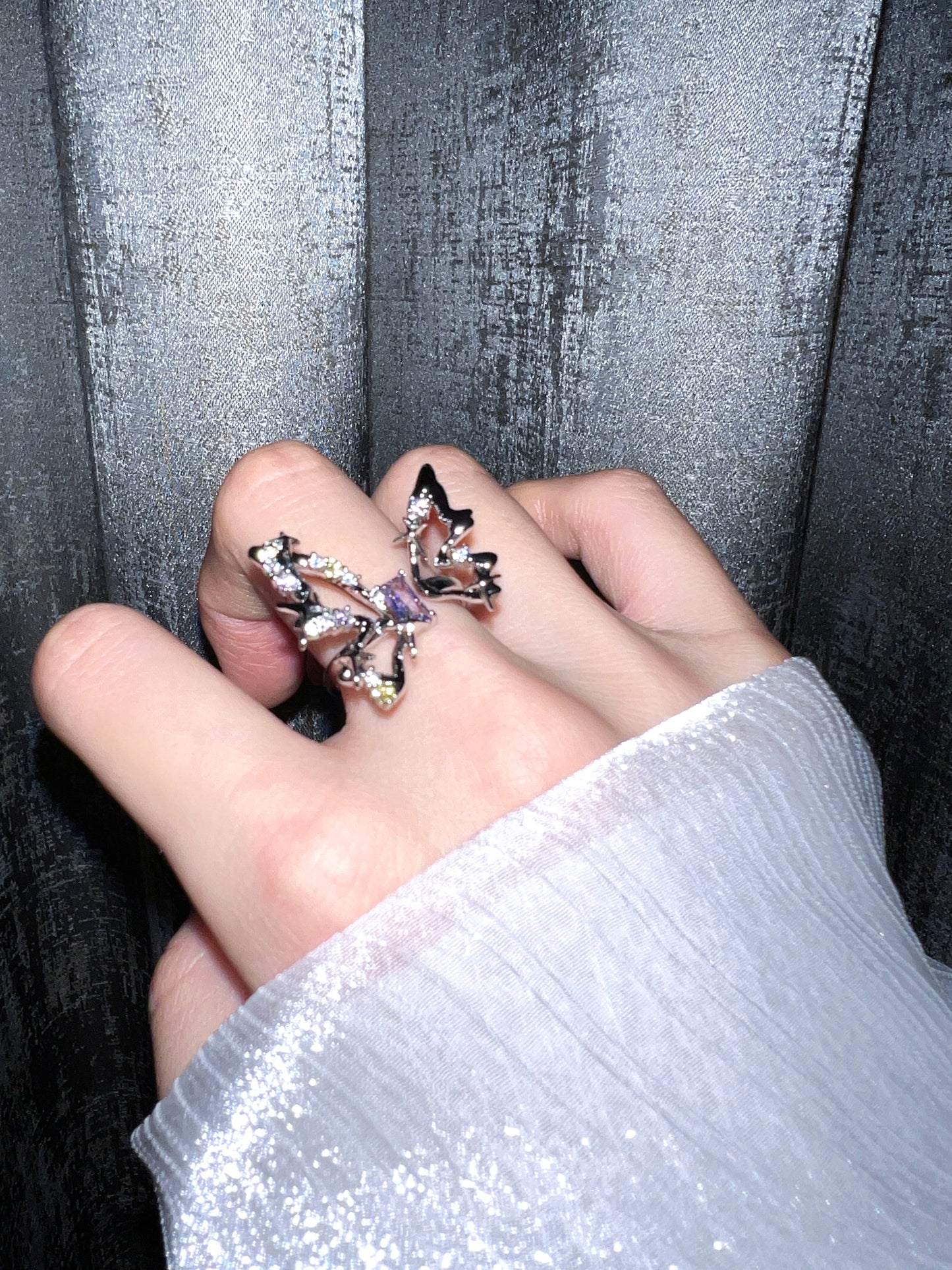 Aesthetic Butterfly Colorful Gems Ring