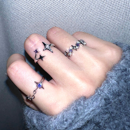 Galaxy Amethyst Ring Set