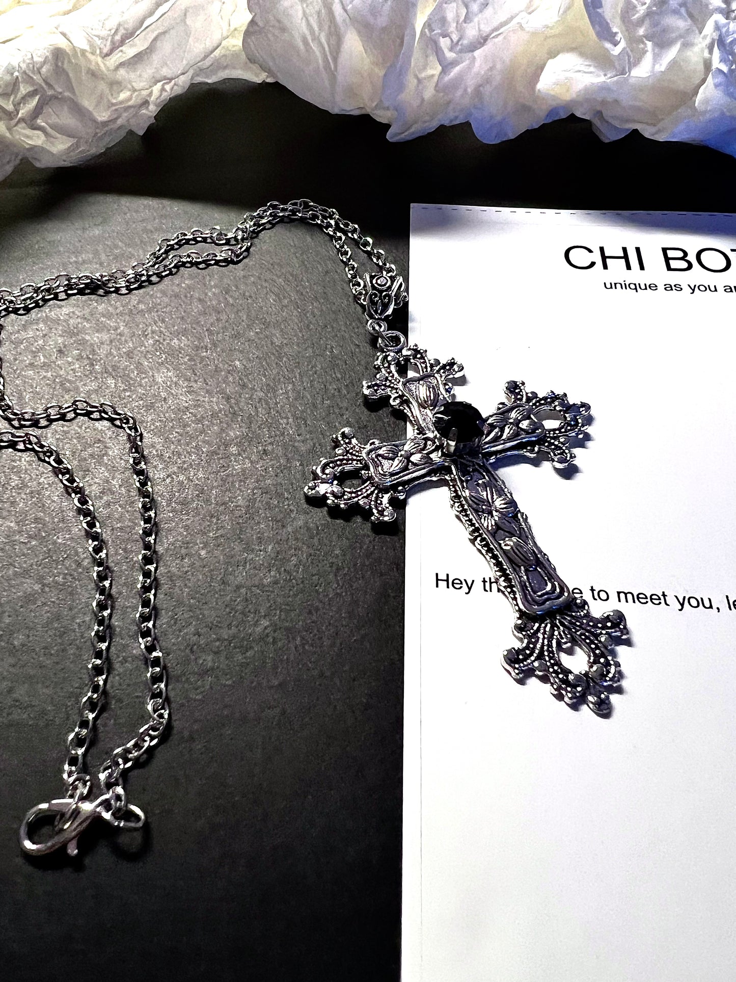 Dark Blossom Cross Necklace