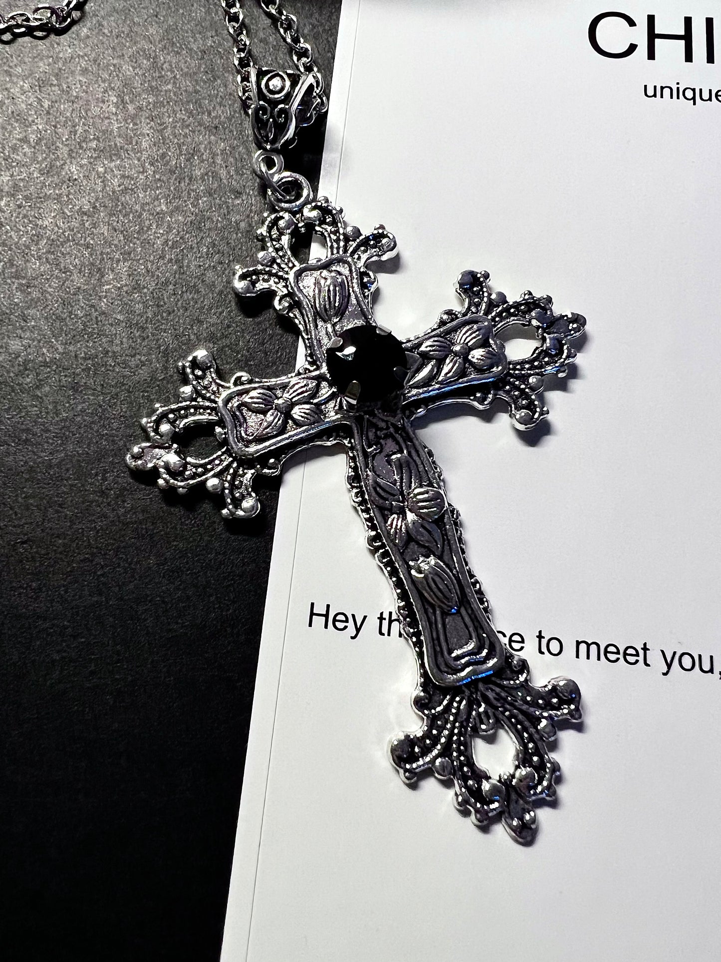 Dark Blossom Cross Necklace