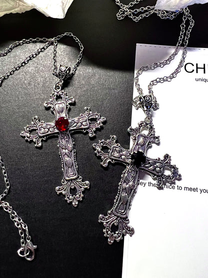 Dark Blossom Cross Necklace