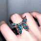 Butterfly Blue-Green Enamel Ring