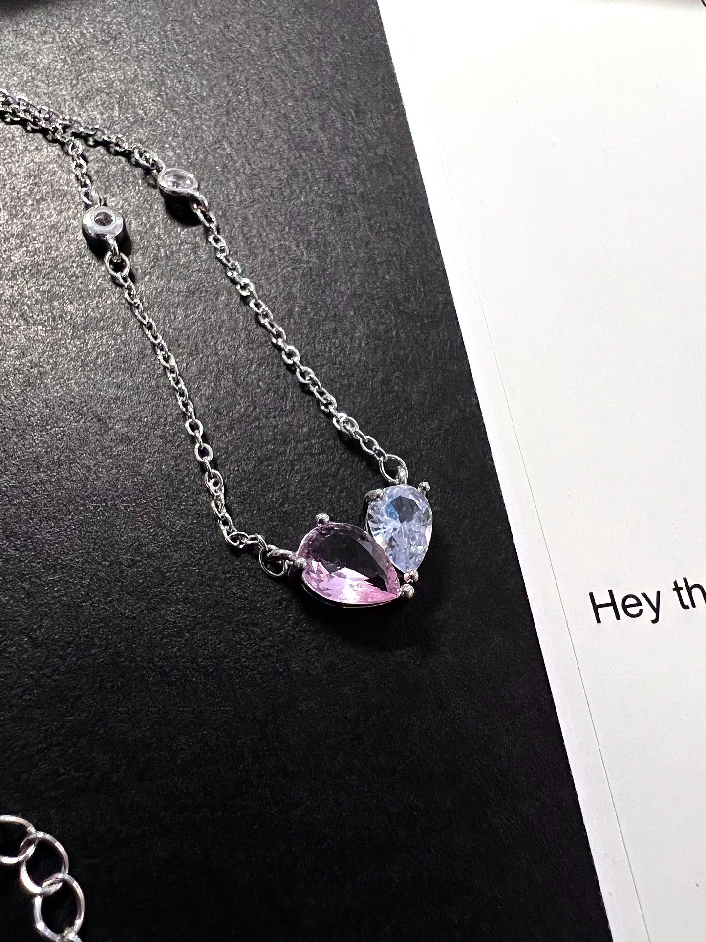 Split Heart Gem Necklace