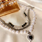 Baroque Heart Drop 3-Layers Necklace