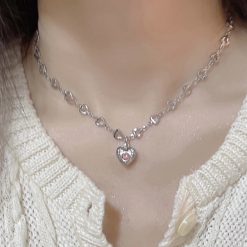 Fancy Heart Crystal Necklace Set