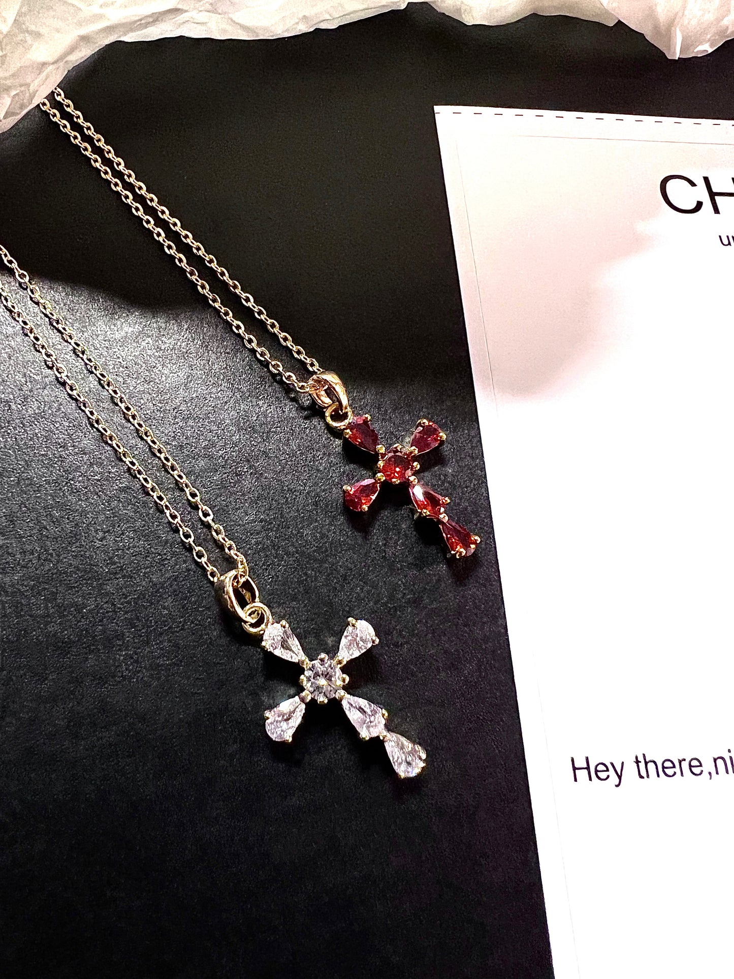 14k Gold Plated Cross Zircon Necklace Set