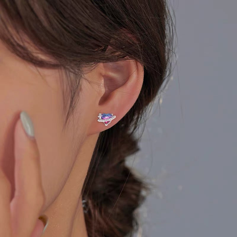 Galaxy Heart Zircon Earrings