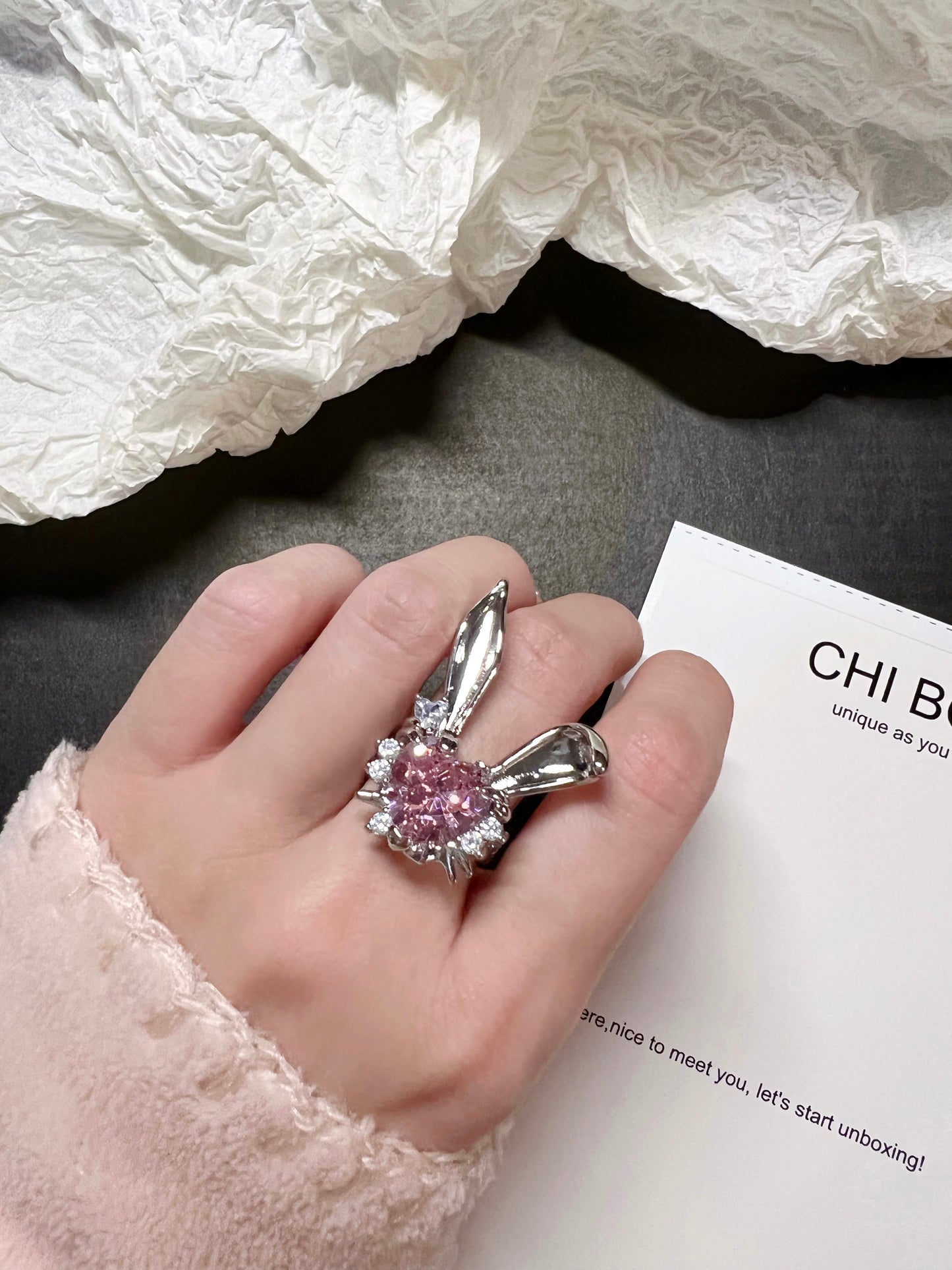 Pink Rabbit Zircon Ring