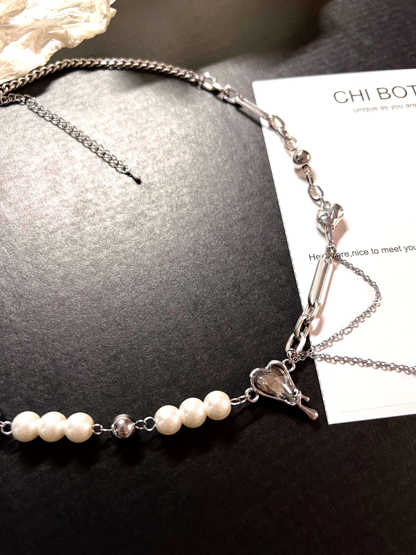 Y2K Melting Heart Pearl Necklace