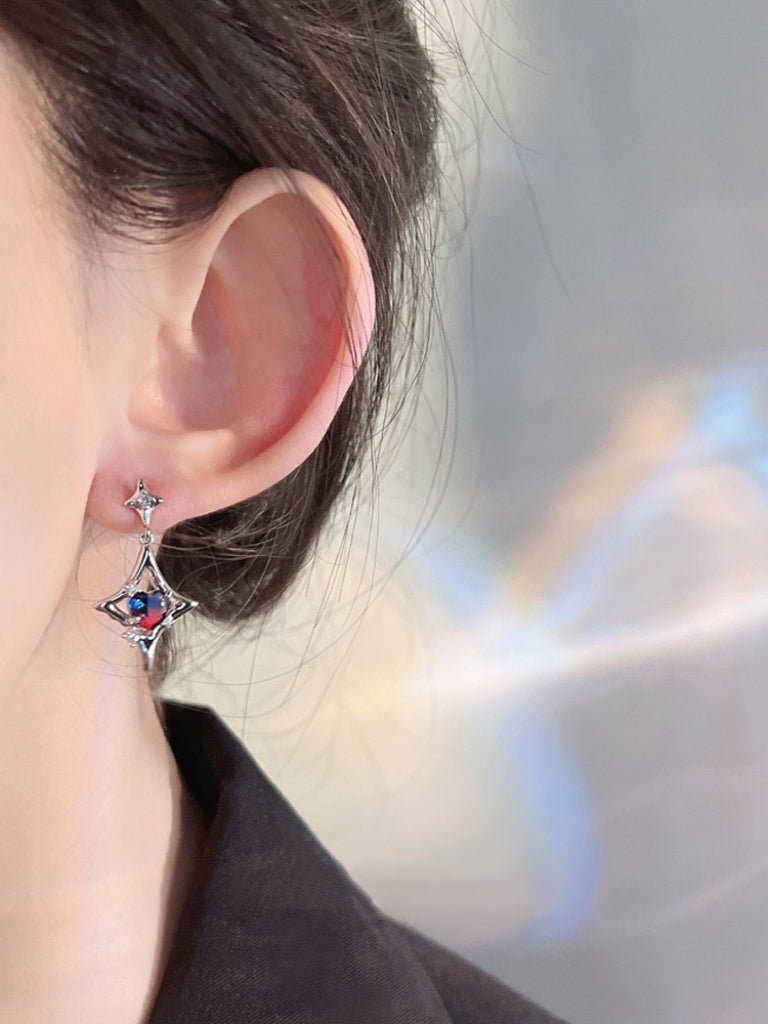 Gradient Color Heart Star Zircon Earrings