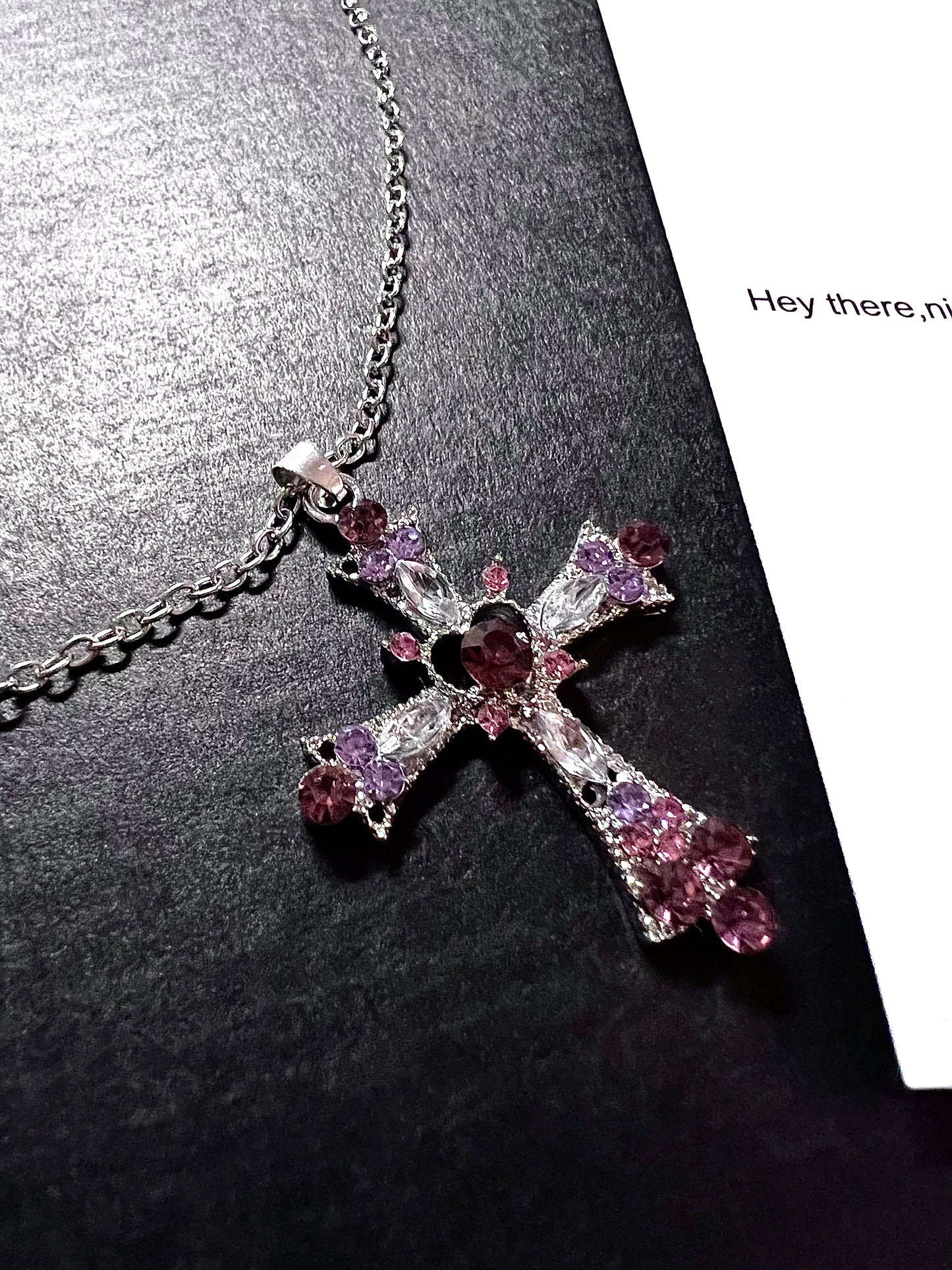 Pink Baroque Cross Necklace