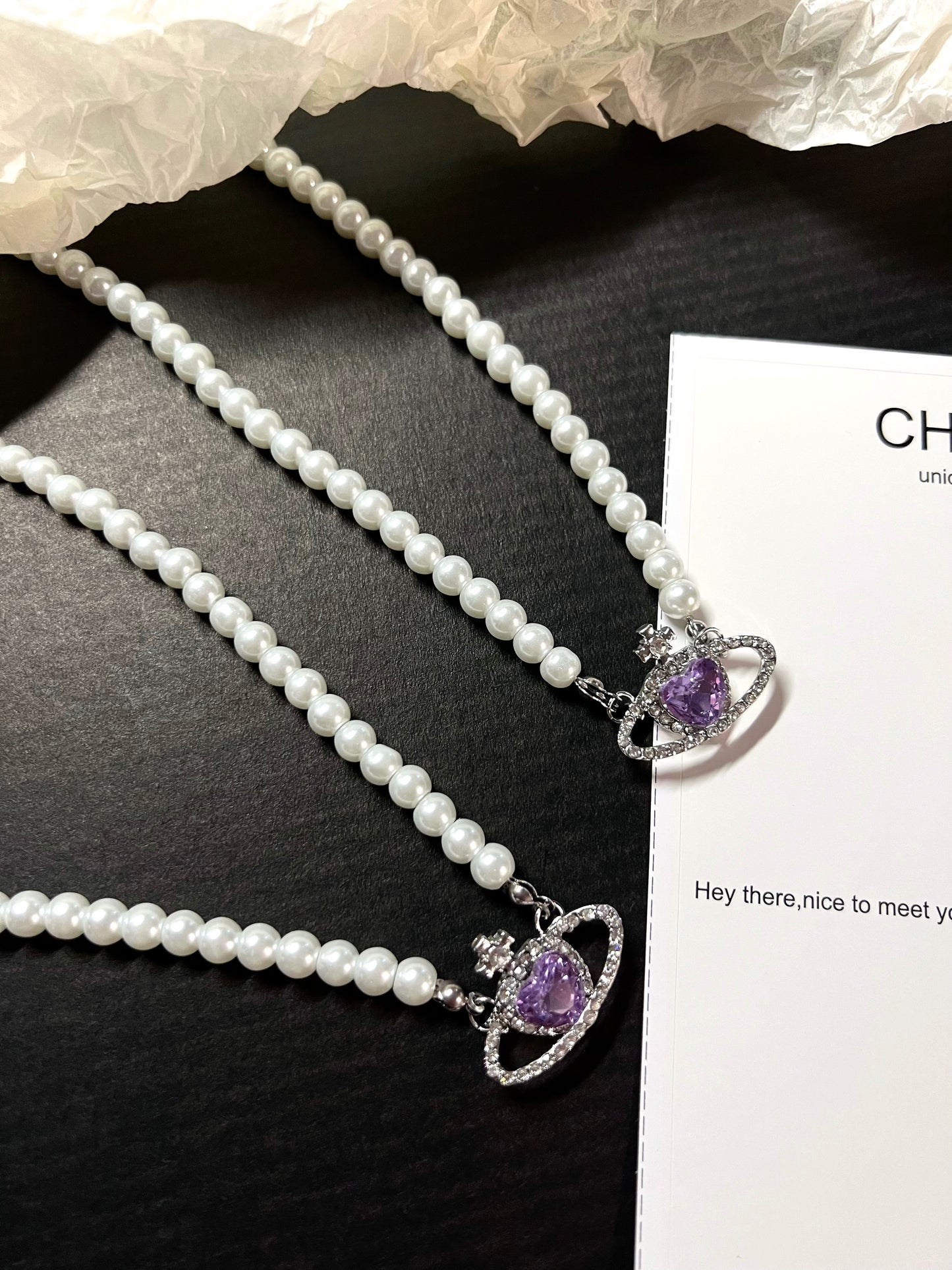 Purple Saturn Pearl Necklace