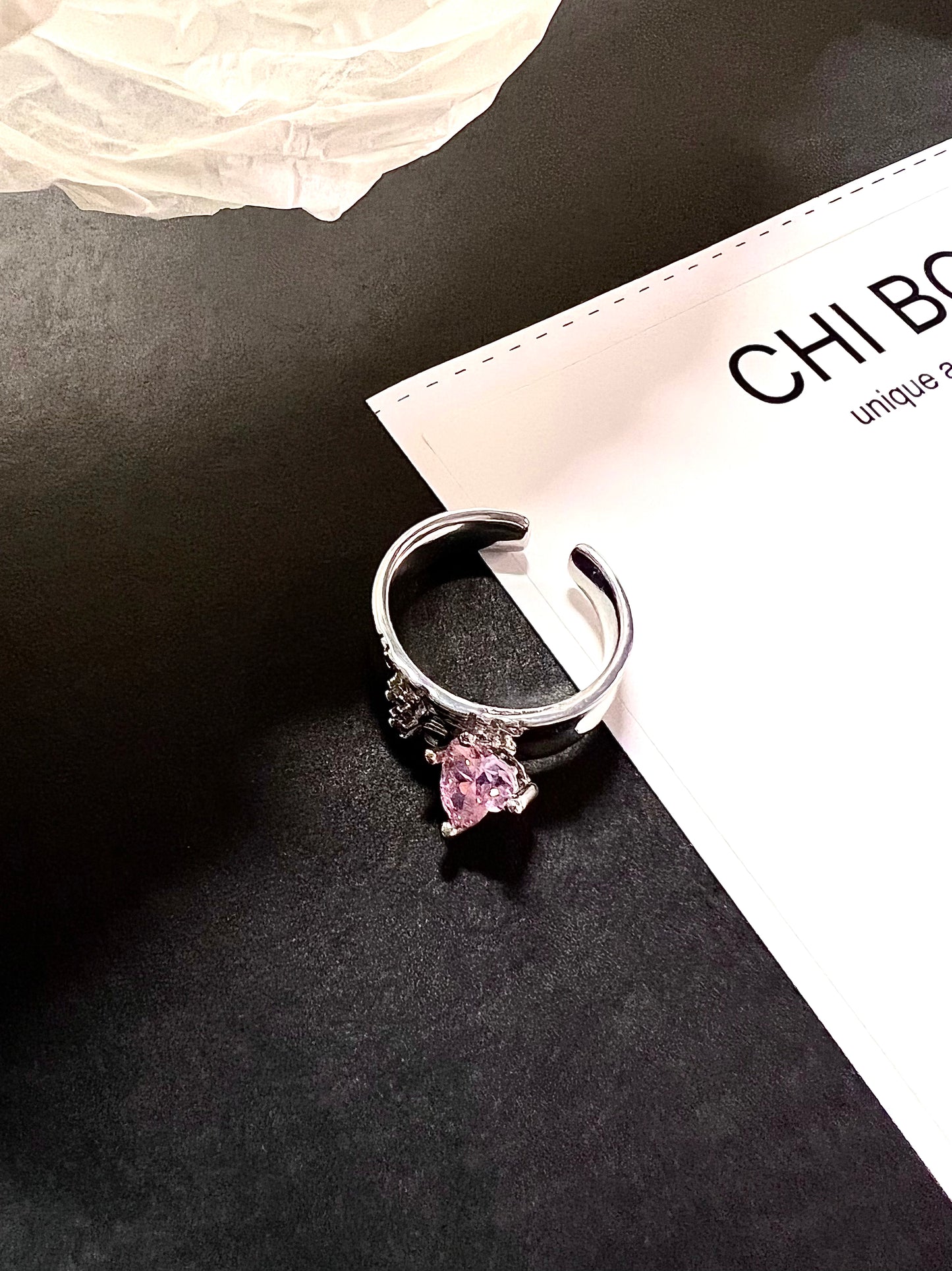 Baby Pink Heart Zircon Ring