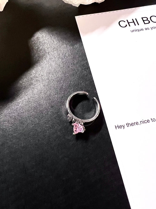 Baby Pink Heart Zircon Ring