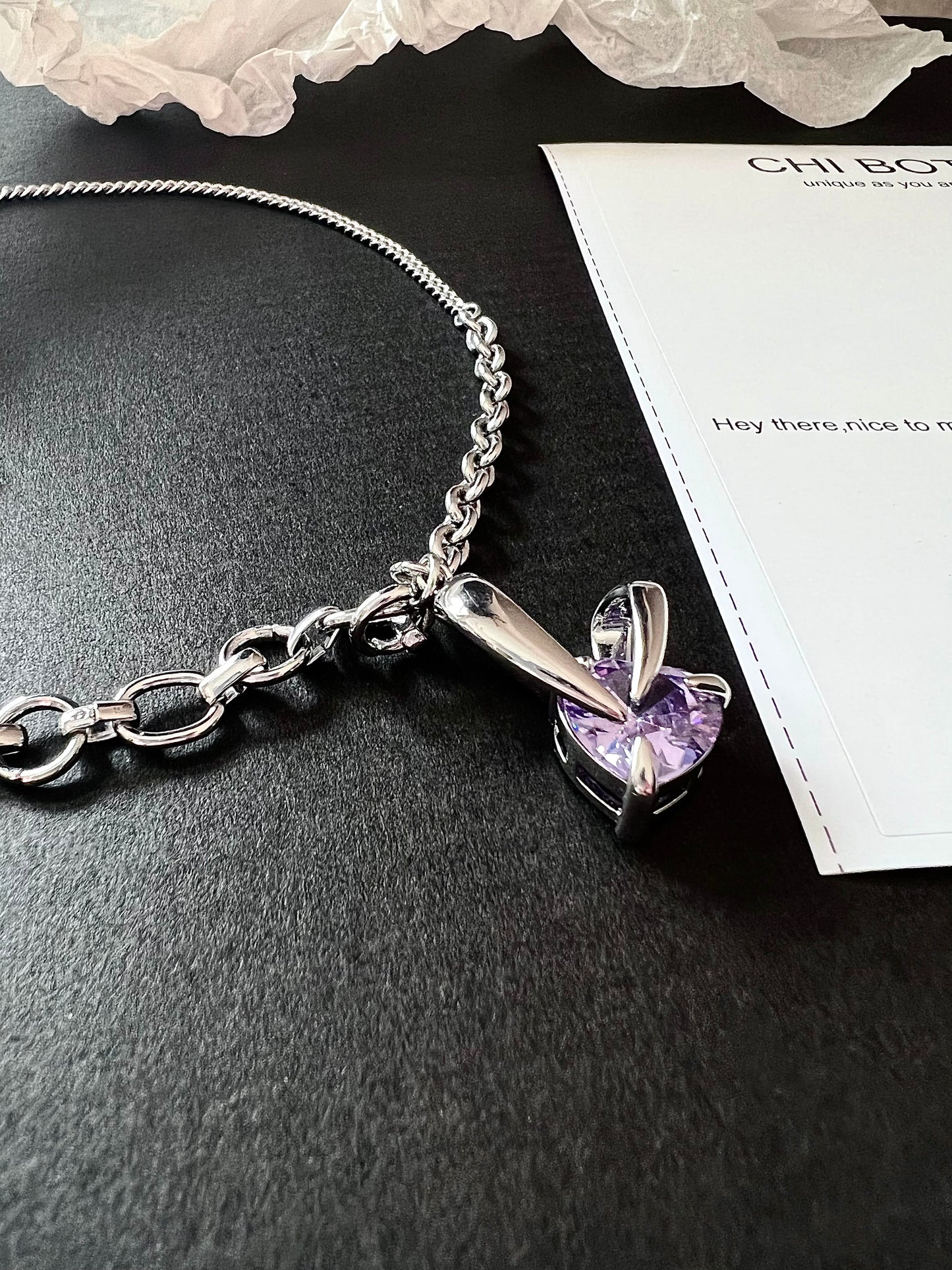 Violet Rabbit Gem Necklace