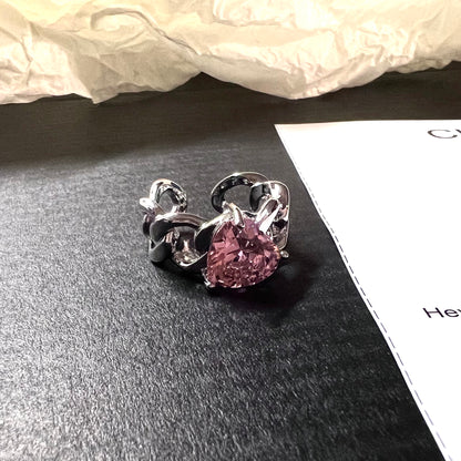 Fancy Knit Gem Heart Ring