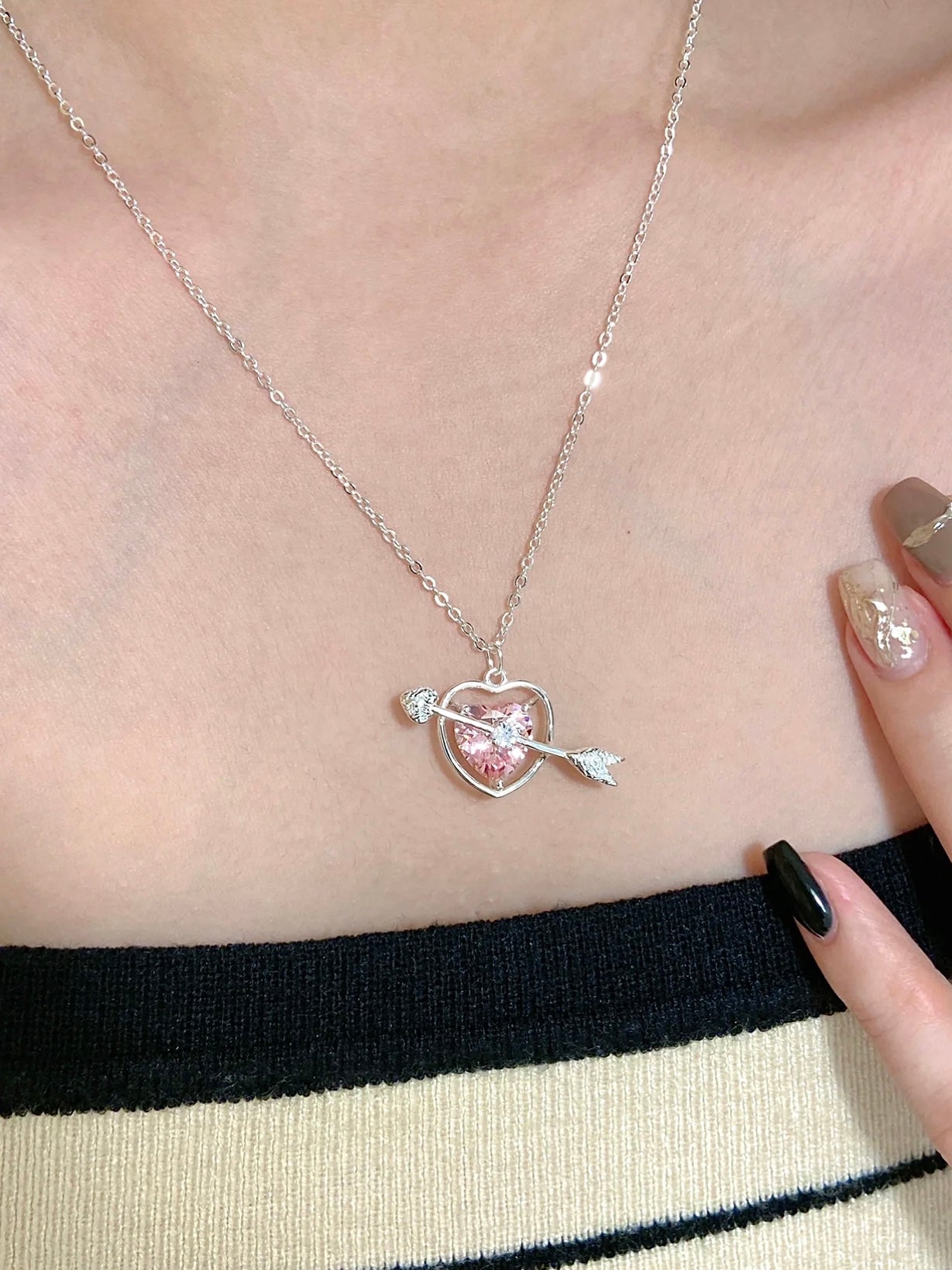 Cupid Pink Gem Necklace