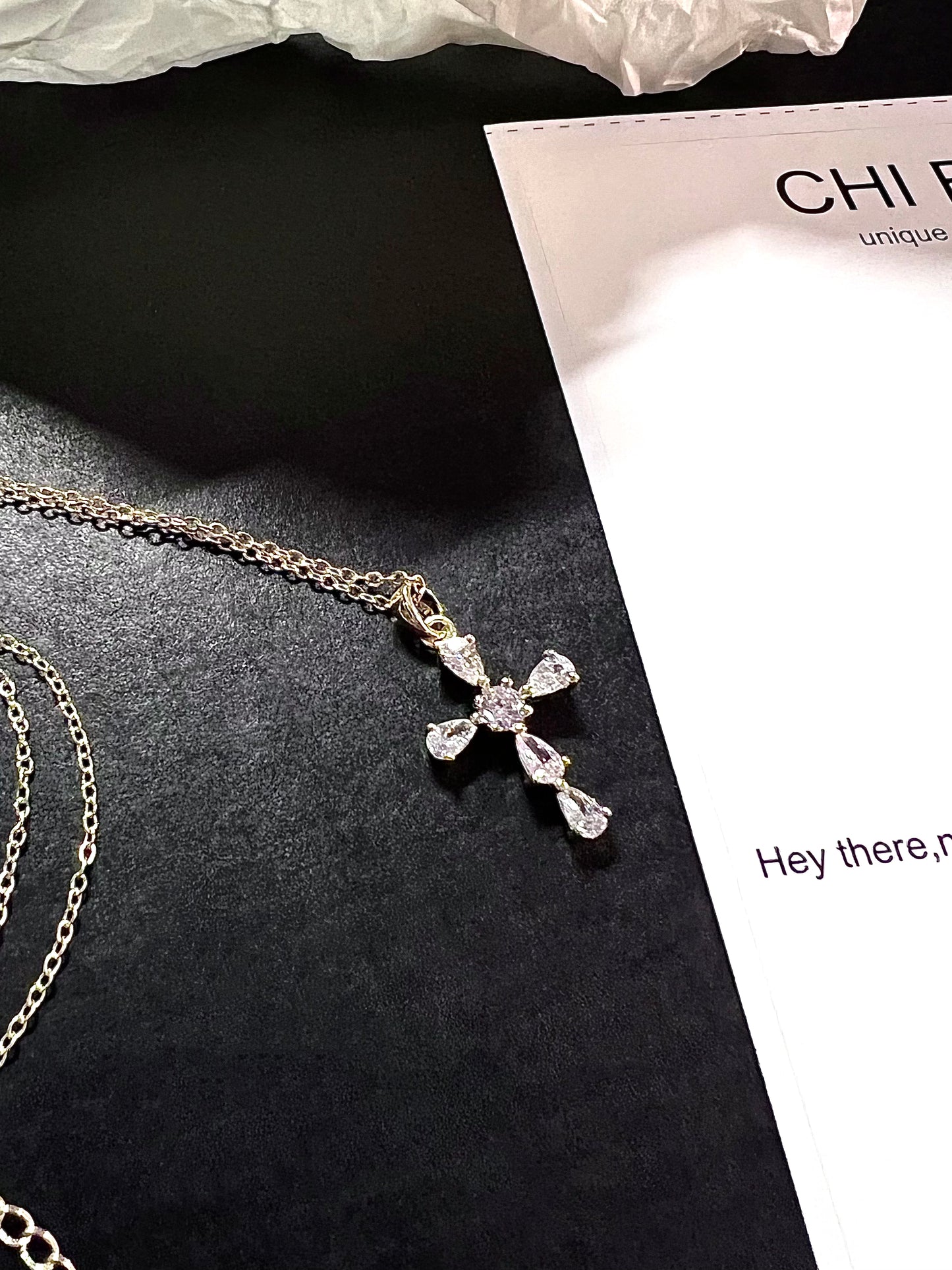 14k Gold Plated Cross Zircon Necklace Set