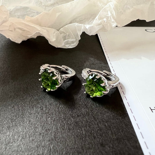 Green Gem Heart Earrings