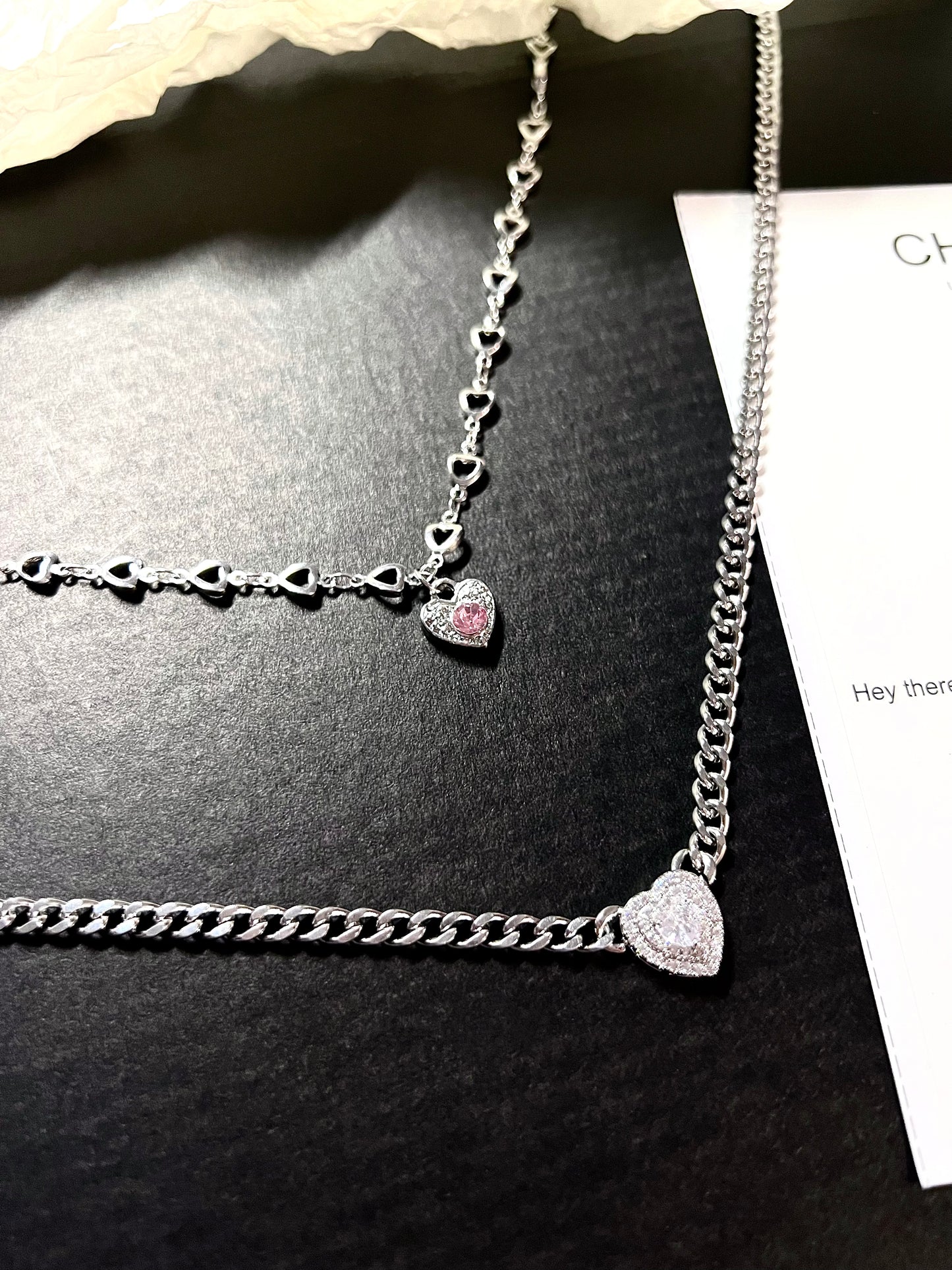 Fancy Heart Crystal Necklace Set