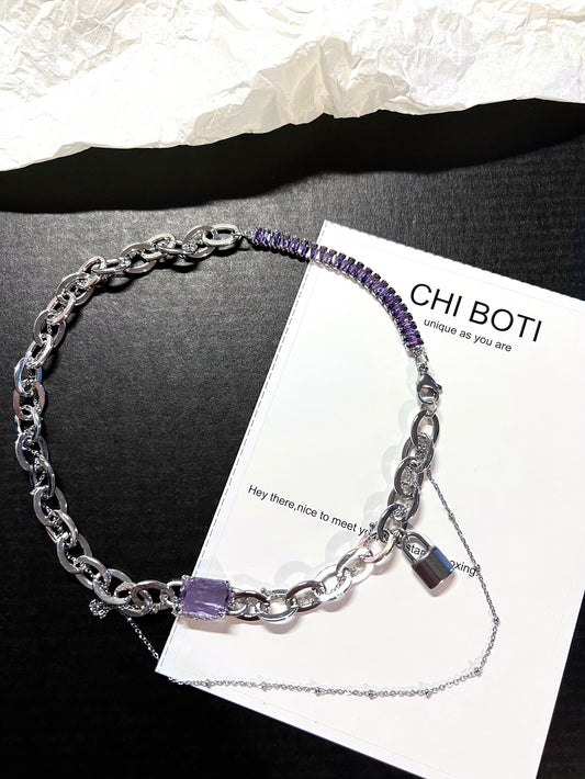 Amethyst Lock Chain Necklace