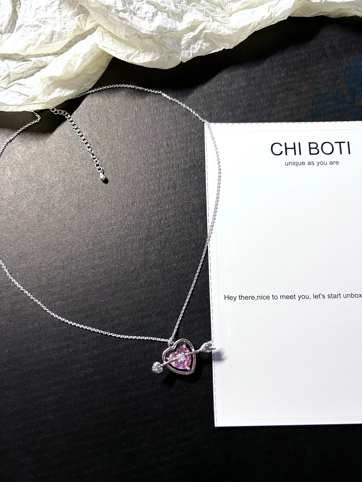 Cupid Pink Gem Necklace