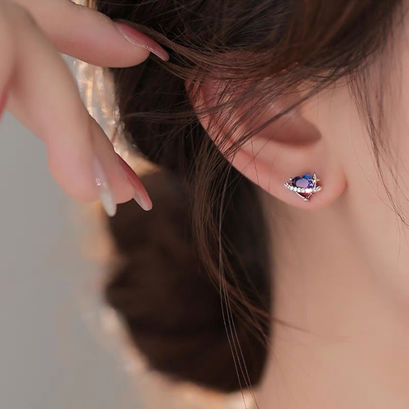 Galaxy Heart Zircon Earrings